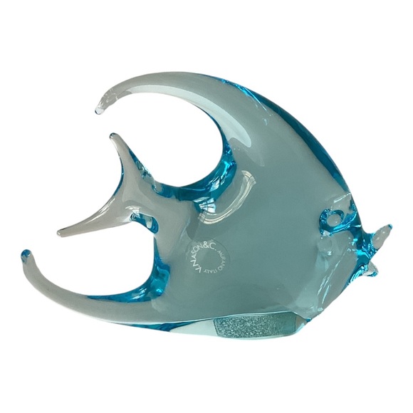 V. Nason & Company Hand Blown Murano Glass Angel Fish Turquoise Italy Vintage - Picture 3 of 16